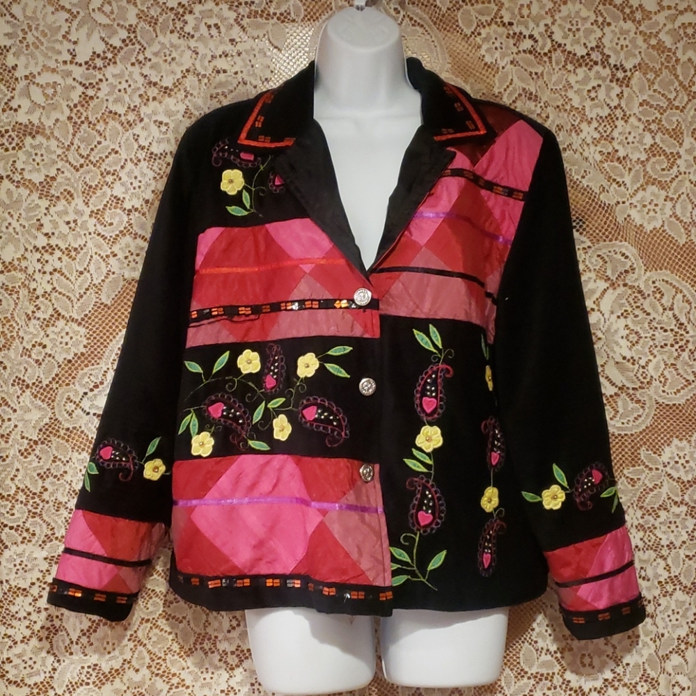 Patchwork Embroidered Blazer - image 1